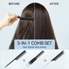 TsMADDTs Rat Tail Combs for Women and Men, 3Pcs Hair Combs Set for Braiding, Parting, Styling, Fine Tooth Comb, Black