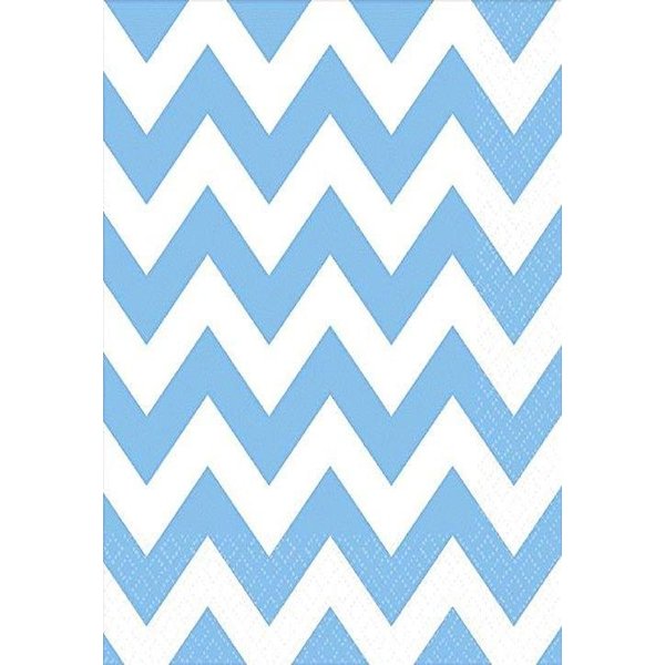 Party Perfect Disposable Chevron Print Luncheon Napkins Tableware, 16 Pieces, Made from Paper, Pastel Blue, by Amscan