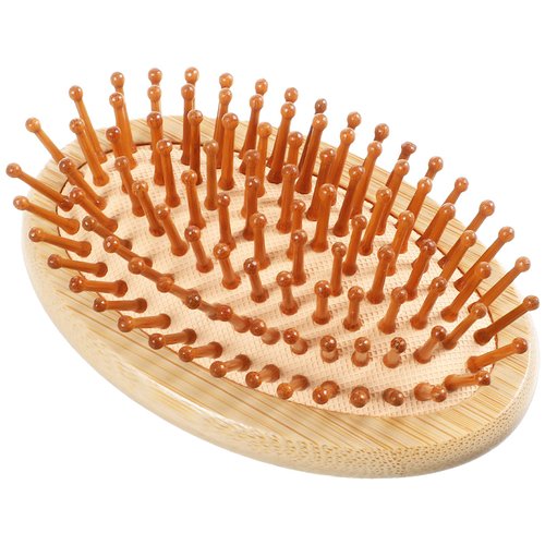 Bamboo Hair Brush for Hair Growth Natural Bamboo Bristles Detangling Hairbrush Portable Travel Scalp Massager Brush Wooden Air Cushion Hairbrush No Handle Design Anti-Static Pins Comb for Women Girl
