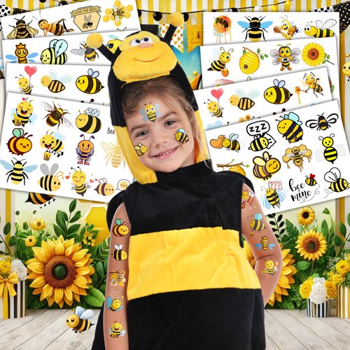 96PCS Bee Temporary Tattoos for Kids - Cute Party Favors & Decorations, Perfect for Birthday Parties, School Prizes, and Themed Gifts for Boys & Girls