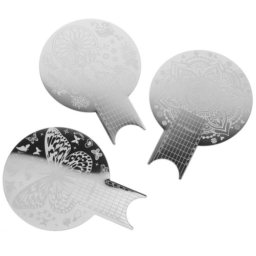 NOLITOY 3pcs Nail Stamper Nail Stamping Plates Nail Stamps for Nail Art Nails Stamper Nail Arttemplates Stamping Plates for Nails Nail Stencil Multifunction Manicure Tools Stainless Steel