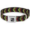 Buckle-Down Seatbelt Buckle Dog Collar - Chevron Weave Black/Rasta - 1" Wide - Fits 11-17" Neck - Medium