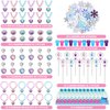 Faccito 134 Pieces Princess Party Favors Winter Birthday Party Supplies Snowflake Jewelry Gifts Set for Kids Include Diamond Necklaces Bracelets Rings Earrings Stickers Crown Wand Stampers Bags