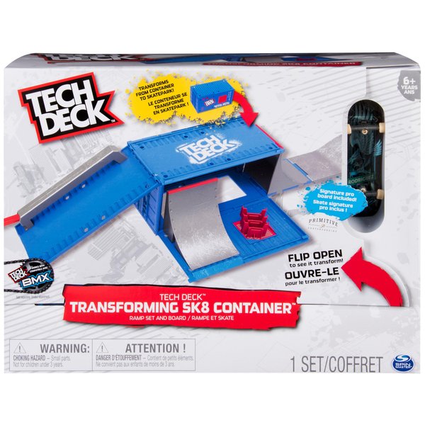 Tech Deck, Transforming SK8 Container Pro Modular Skatepark with Exclusive Fingerboard, Kids Toy for Ages 6 and Up (Styles May Vary)