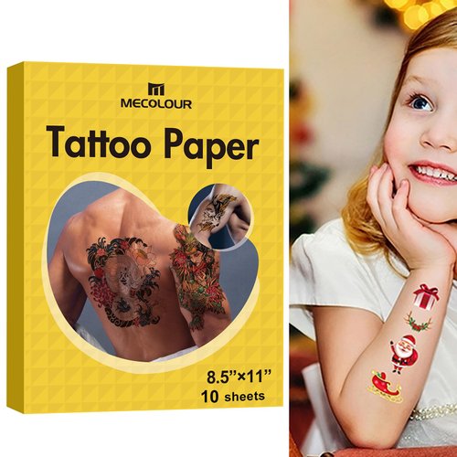 Printable Temporary Tattoo Paper for Laser/Inkjet Printer - 8.5"X11"-10 sets DIY Personalized Image Transfer Sheet for skin, Halloween, New Year