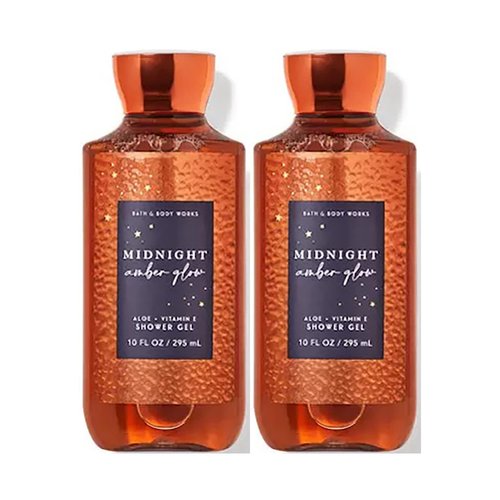 Bath & Body Works Midnight Amber Glow Shower Gel Gift Sets For Women 10 Oz 2 Pack (Midnight Amber Glow)