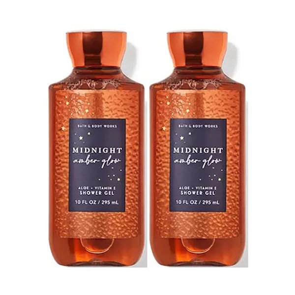 Bath & Body Works Midnight Amber Glow Shower Gel Gift Sets For Women 10 Oz 2 Pack (Midnight Amber Glow)