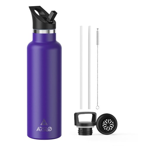 Stainless Steel Double Wall Water Bottles 25oz, Vacuum Insulated Bottle With Straw Lid, Insulated Water Bottle Keeps Water Cold for 24 Hours, Hot for 12 Hours, Hiking, Sports