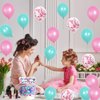 Roetyce Makeup Birthday Party Decorations, 46PCS Makeup Happy Birthday Banner Balloons Hanging Swirl Honeycomb Cake Topper Kit, Spa Themed Birthday Decorations for Girls, Pink Birthday Party Supplies