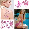 PAGOW 60 Sheets Pink Butterfly Temporary Tattoos Self-adhesive Flower Rabbit Whale Face Body Arm Tattoos Stickers Waterproof Christmas Valentines Birthday Party Decoration for Women Girls Adults
