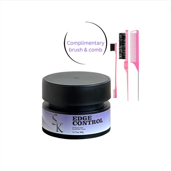 Superior Kurls Extreme Edge Control, 24-Hour Hold, Infused With Castor Oil, Non-Greasy, Non-Flaking, 4c Hold, Pineapple scent 3.17oz, Black