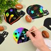 64 Pcs Football Scratch Paper Football Helmet Scratch Cards Ornaments with Wooden Stylus and Ribbons Color Your Own Football for DIY Crafts Painting Football Classroom Party Supplies