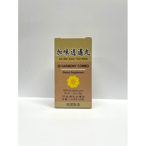 Qi Harmony Combo - Jia Wei Xiao Yao Wan Herbal Supplement Helps for Irritability, Fatigue, Abnormal Sweating 350mg 100 Pills Made in USA