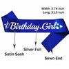 LXYXUUN Birthday Girl Sash Royal Blue, Silver Foil Birthday Sash for Girl Funny Birthday Party Decorations, 16 18 21st Bday Sash Gift Ideas