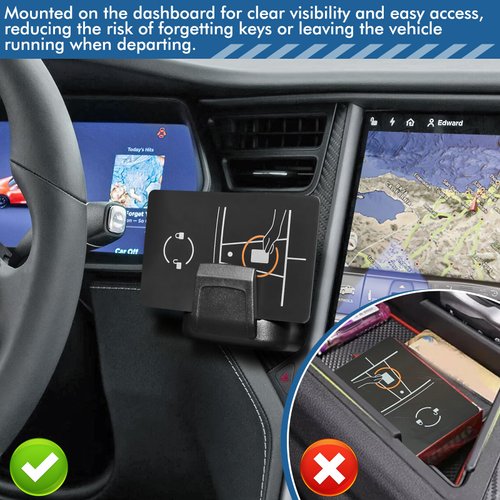 Faguan In-car key organizer and key card holder, mounted on the dashboard for clear visibility and easy access, reducing the risk of forgetting keys or leaving the vehicle running when departing