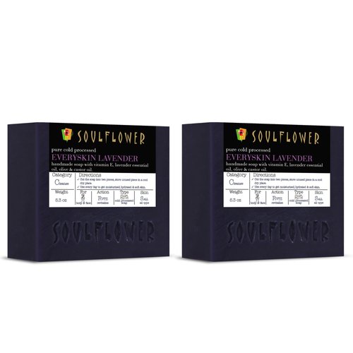 Soulflower Organic Handmade Bar Soap for Men and Women, Enriched with Lavender Essential Oil & Flowers - Revitalize Skin - Natural, Vegan, Curelty & SLS Free, Pack of 2, 5.30 Oz Each, Ideal Gift Set