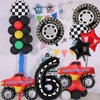 Truck Party Decorations, 9pcs Truck Birthday Number Foil Balloon for Truck 6th Birthday Race Car Theme Party Supplies (6th)