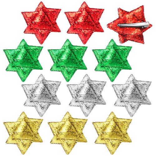 Hotop 12 Pcs Christmas Bow Hair Clips for Woman Glitter Christmas Bow Alligator Hair Clips Star Funny Hair Clips Festive Snowflake Hairpins Holiday Hair Accessory for Women, Multicolored