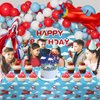 Airplane Birthday Party Decorations,Airplane party Supplies Kit-Balloons Arch Garland Kit,Airplane Birthday Backdrop,Tablecloth,Cake Topper,Airplane Birthday Party Supplies