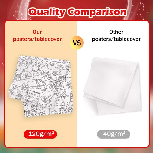Giant Christmas Coloring Poster for Kids - 30 x 72 Inches Jumbo Xmas Crafts Paper Painting Tablecloth for Kids Christmas Activities Games Gifts Christmas Party Decorations