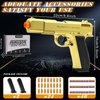 DaoDaoZhu Soft Bullet Toy Gun Shell Ejecting with 48 Bullets, Gold Toy Guns for Boys, Toy Pistol Fidget Gun, Realistic Play Gun Model, Halloween Christmas Birthday Gifts for Boys Kids Adults Age 8+