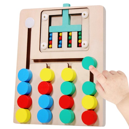 YHHYTOY Montessori Learning Toys Brain Teaser Color Slide Puzzle Matching Games, Preschool Learning Activities Road Trip Essentials, Birthday Gifts for Kids Girls Boys 3 4 5 6 Years Old (4 Color)