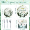 G1ngtar 96Pcs Baby It's Cold Outside Party Plates Supplies - Winter Wonderland Tableware Decorations Snowflakes Disposable Paper Plates Napkins Forks for Christmas Birthday Baby Shower, Serves 24