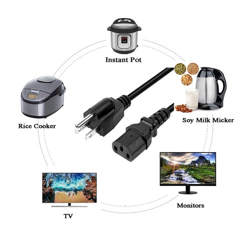 Power Cord Cable Replacement for Instant Pot Electric Pressure Cooker, Rice Cooker, Power Quick Pot, Soy Milk Maker and More Kitchen Appliance-OEM Fit[UL Listed]