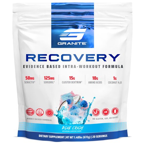Granite Recovery for Intra & Post Workout |10g Aminos, Electrolytes, Cluster Dextrin for Muscle Recovery & Growth | Amino Acids Supplement with Sensoril | 20 Servings | Blue Crush Flavor