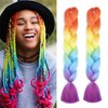 mdgfge Braiding Hair Pre Stretched Box Braids Braiding Hair Synthetic Colorful Rainbow 4 Tone Twist Hair Extensions Jumbo Braid Synthetic Crochet Braiding for Women Girls (2 Pcs)