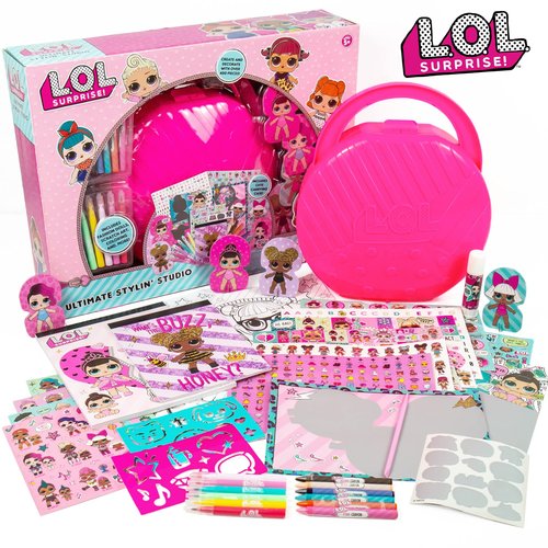 L.O.L. Surprise! Creativity Case by Horizon Group USA,Create, Play & Store,DIY Activity Case Including Paper Dolls,Coloring Pages,Makers,Crayons,Glitter Glue,Scratch Art,Stickers & More.Hot Pink, 9.84 x 9.45 x 11.02 inches
