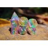 Dice DND Dice Set Glitter Rainbow Dice Fit Dungeons and Dragons D&D RPG Role Playing Game Pathfinder MTG Table Game Transparent Polyhedral Dice Set (Sparkly Rainbow)