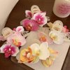 4Pcs Phalaenopsis Butterfly Orchid Hair Accessories - Pink Hawaiian Moth Flower Clips, French Floral Hair Barrettes for Women, Summer Claw Clips