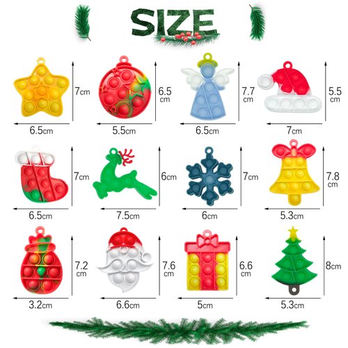 60PCS Christmas Mini Pop Keychain Fidget Toy, Mini Push Pop Bubble Fidget Sensory Toy Keychains, Christmas Pop Fidget Toys, and Decorations for Kids Party Favors Decors (60PCS)