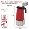 Mixpresso Stovetop Espresso Coffee Maker 15oz/9 Espresso Cup, Moka Coffee Pot with Coffee Percolator Design, Stainless Steel Stovetop Espresso Maker, Italian Coffee Maker, Red Coffee Maker