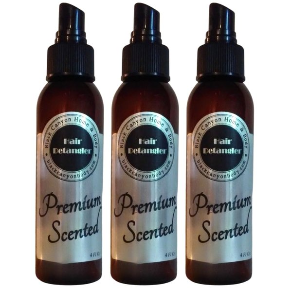 Black Canyon Summer Scents Argan Oil Hair Detangler Variety Pack includes scents Raspberry Lemonade, Mauna Loa Sugar, and White Chocolate Watermelon