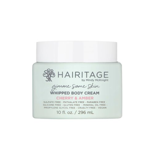 Hairitage Gimme Some Skin Cherry & Amber Scented Whipped Body Cream - Shea Butter, Niacinamide & Coconut Oil for All Skin Types - Vetiver & Guaiac Wood Essential Oils, 10 fl. oz