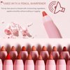 Gireatick 12 Colors High Pigmented Smooth Lip Liner Set, Long Lasting Fade Resistant Lip Pencil, Smudge-proof & Waterproof Red Nude Matte Velvet Lipstick Pen, Professional Lip Liner Set