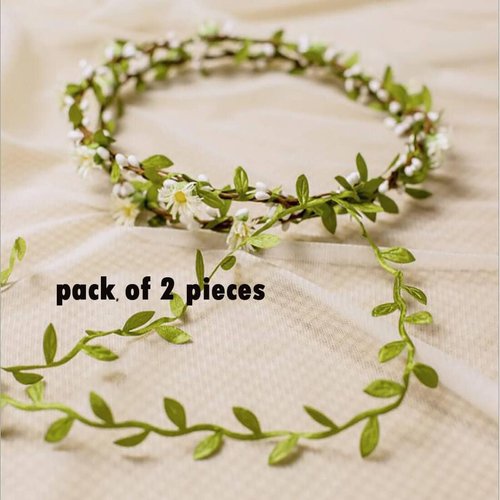 Uongeod HJYHYN Flower Crown (2 packs) Boho Flower Wreath Artificial Floral Crown Bridal Headpiece Greenery Crown for Wedding Ceremony Party Festival