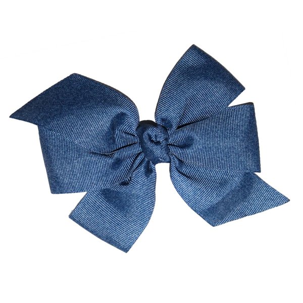 WD2U Girls 5" Denim Blue Grosgrain Hair Bow Alligator Clip