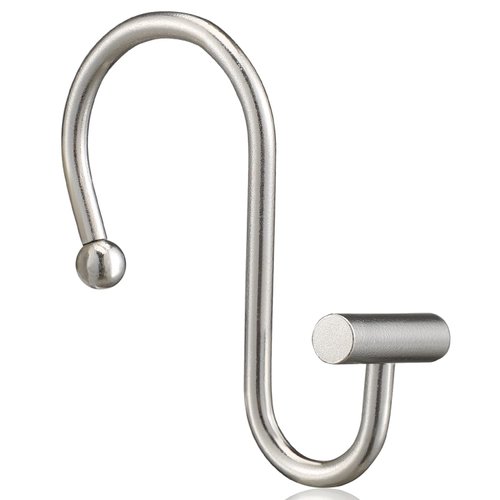 Nickel Shower Curtain Hooks, Rust Proof Shower Curtain Rings for Bathroom, Silver Metal Decorative Shower Curtain Hooks Hangers for Shower Curtain Rod, Set of 12 T-Bar Design