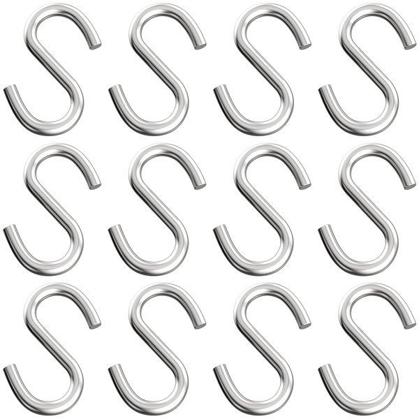 Axe Sickle 12 Pcs 2.3 Inch S Hook 304 Stainless Steel Hanging Hooks for Hanging Products or Items, Chain Hardware