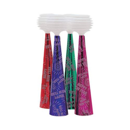 Creative Converting Club Pack Holiday Year Party Favors Assorted Color Squeeky Air Horns, Box 24 Horns