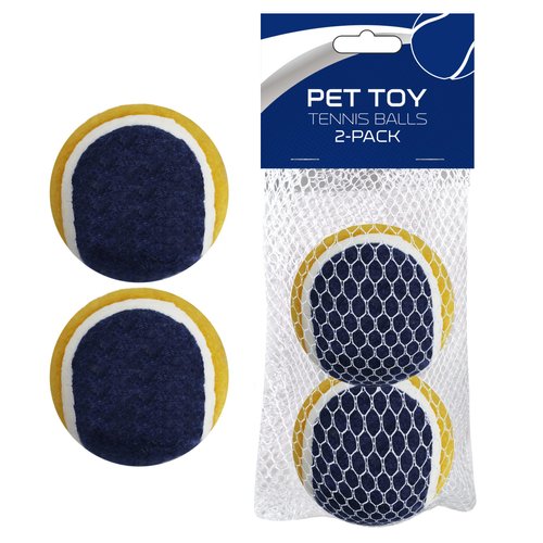 Pets First Tennis Balls Dog Toy Tough Throwing Tennis Ball Set, Tennis Toy for Dogs & Cats. Play Tennis with Your Pet with This Dog Ball Toy, 2 PC TENNISBALLS Blue/Gold