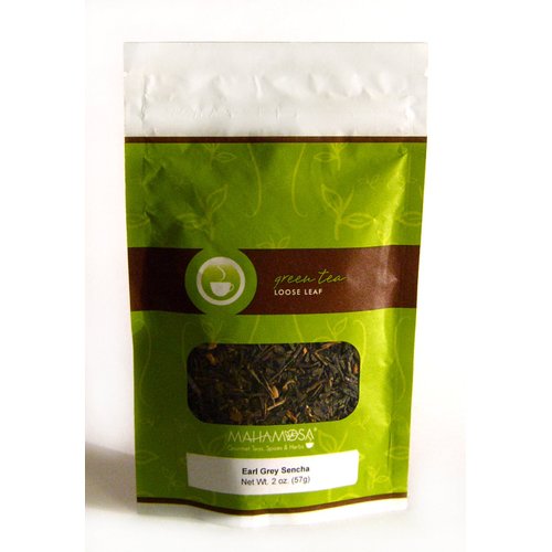 Mahamosa Earl Grey Sencha Tea 2 oz - Flavored Loose Leaf Green Tea Blend (with bergamot, lemon, orange)