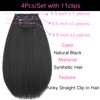 Kinky Straight Clip in Hair Extensions for Black Women Natural Black Full Head Yaki Kinky Straight Synthetic Hair 4Pcs 11 Clips 140g/Set (16 inch)