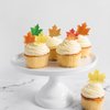 Rsstarxi 111 Pack Edible Fall leaves Cupcake Toppers Gold Leaf Cake Toppers Autumn Maple Leaves Wafer Rice Paper Baking Food Decorations for Thanksgiving Wedding Birthday Party Cake Decorations