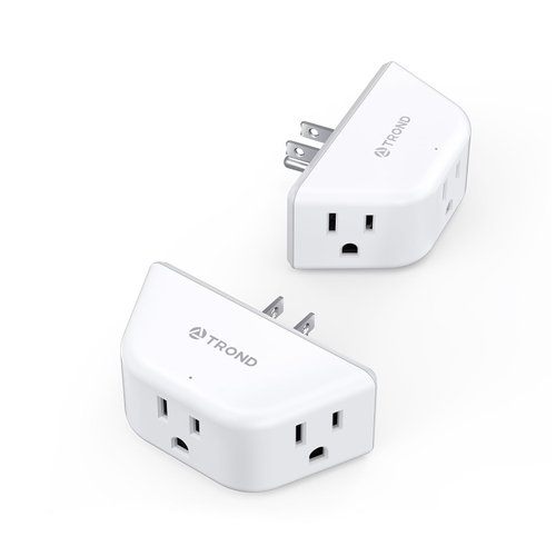 TROND Multi Plug Outlet Extender 2 Pack - Electrical Wall Outlet Splitter, 3 Way Outlet Wall Adapter, Cruise Essentials, Small Multiple Plug Expander for Cruise Ship Home Office Dorm Room