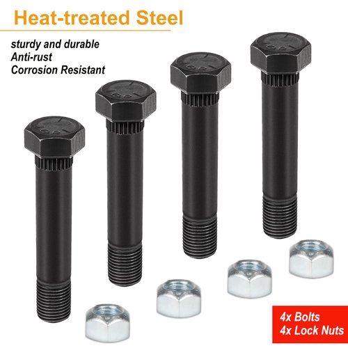 4 Pack 9/16"-18 x 3" Long Trailer Leaf Spring Shackle Bolts w/Lock Nuts, fit for 1-3/4” Wide Leaf Spring & Double Eye Leaf Springs, for 2,000lb and 3,500lb Axles