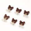 6 Pcs Christmas Nail Charms Xmas 3D Resin Nail Charms Brown Bow with Aurora Bell Designs Nail Charms for Acrylic Nails Bell Nail Art Charms for Women DIY Winter Nail Art Decorations Crafts